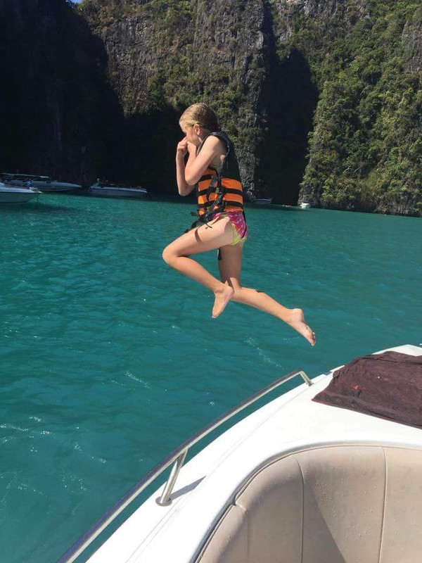 Maya jumping... she was SO brave