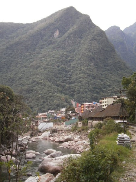 Aguas Calientes nestled in the jungle.