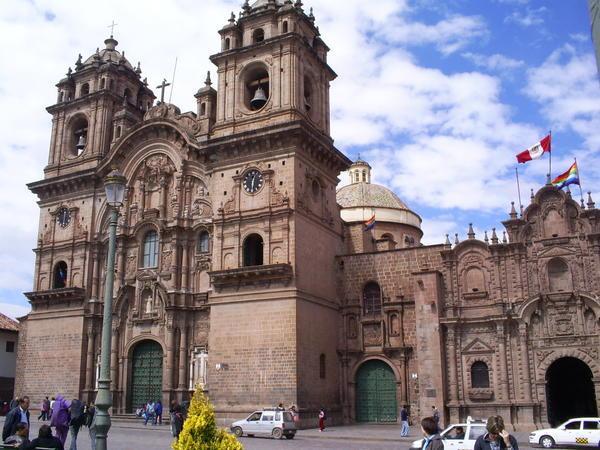 One of the many beautiful buildings surrounding the plaza in Cuzco