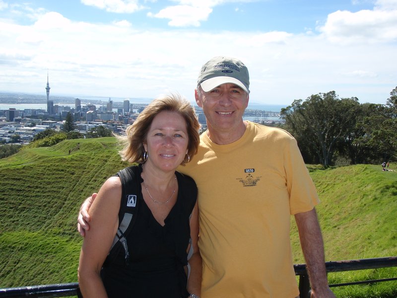 At the top of the Mount Eden park.