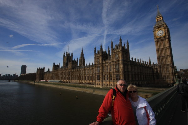 Karen and Mal on Westminster Bridge