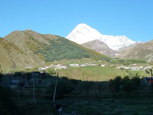 Mt Kazbegi from the town