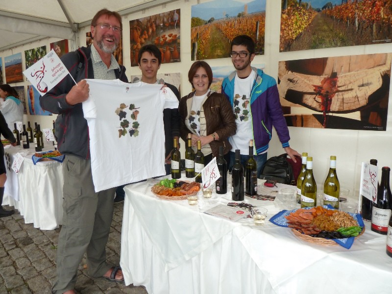 With Tbilisi students and T shirt at 'Wine Day'