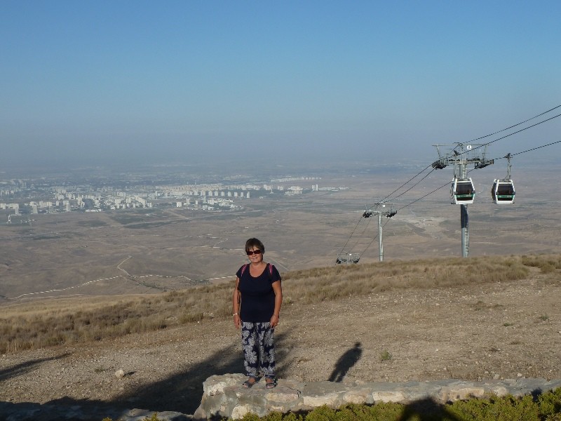 The only tourist at the top of the cableway