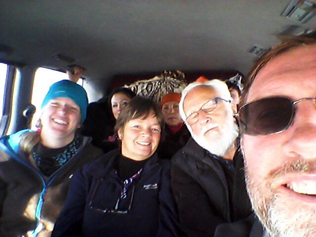 With Imogen and Robert in the Toyota people carrier heading for Bishkek