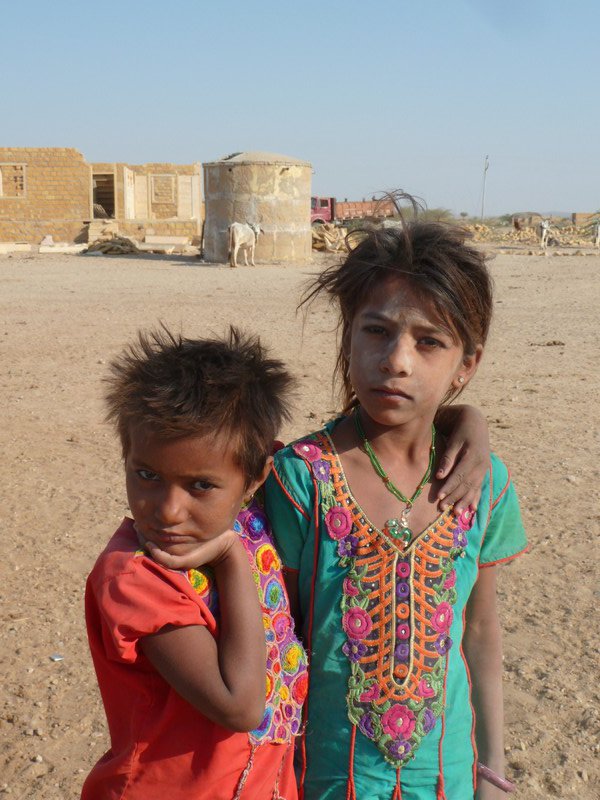 Girls in a desert village