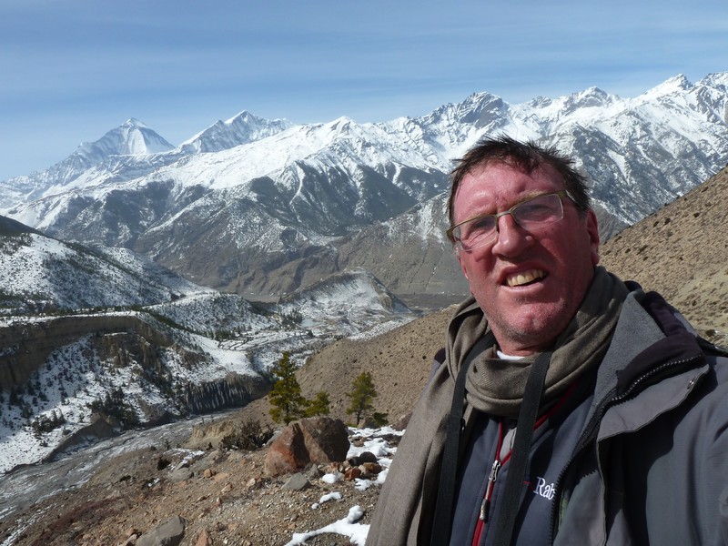Me on my "summit" with Dhaulagiri and Tukuche peaks as a backdrop