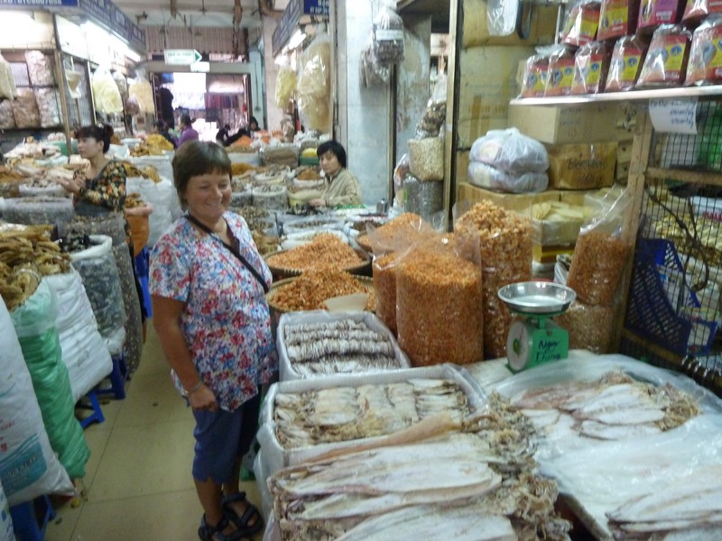 Dried squid and other delicacies at the Hanoi market