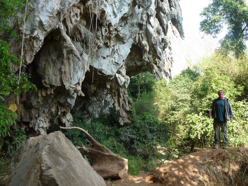The cave entrance at the mouth of the KongLor valley