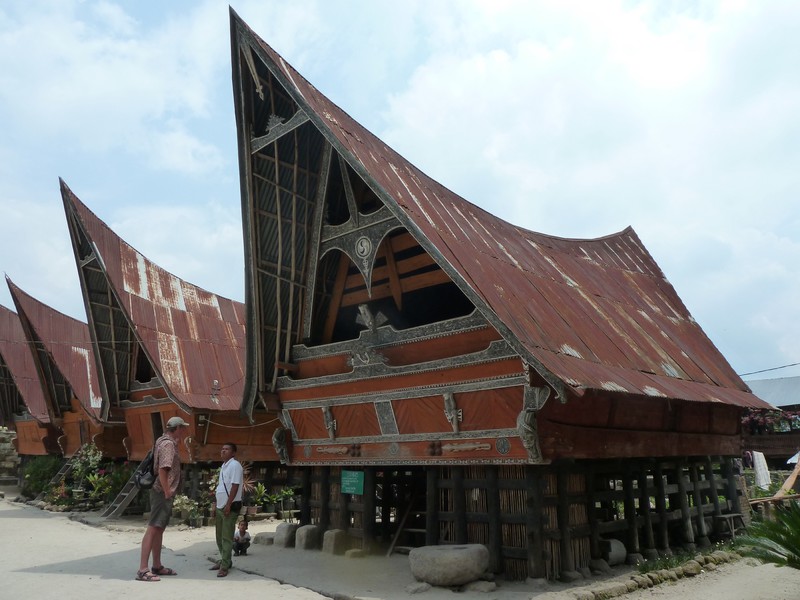 Traditional Batak houses at a museum complex