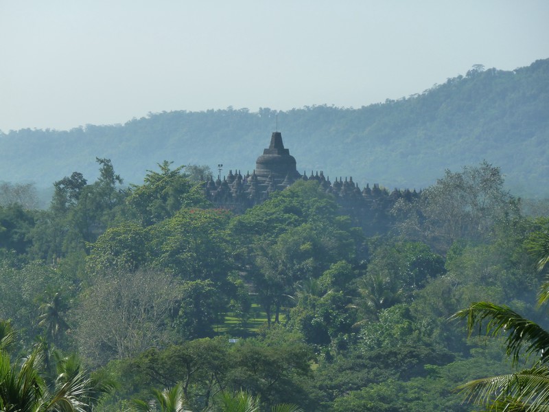 Borobudur sits on the top of a small hill