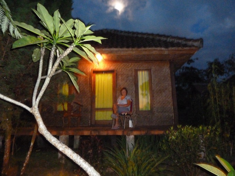 The mon above our bungalow at Ijen Resto and Guesthouse in Tamansari