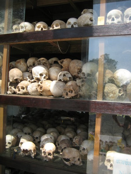 hundreds of skulls at the killing fields