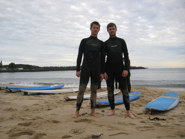 tom and I at our surf lesson