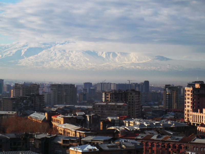 Mount Ararat over the city (Yerevan; Armenia)