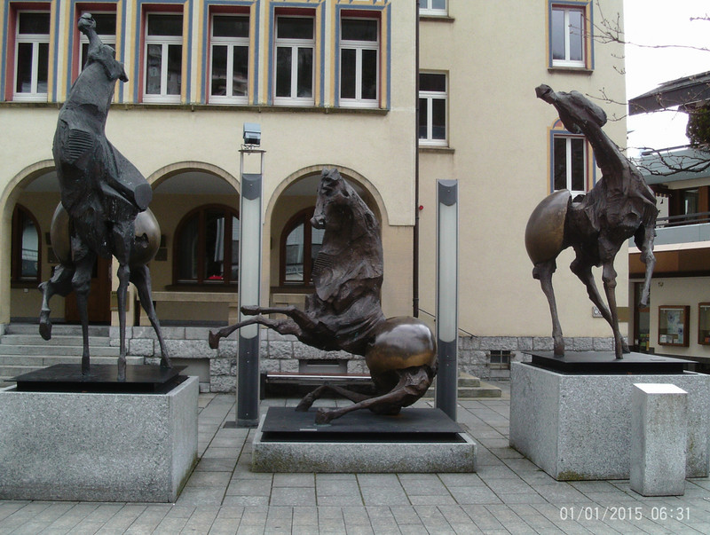 Finely-carved statues (Vaduz; Liechtenstein)