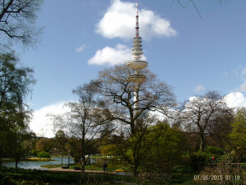 Public garden and TV tower (Hamburg; Germany)