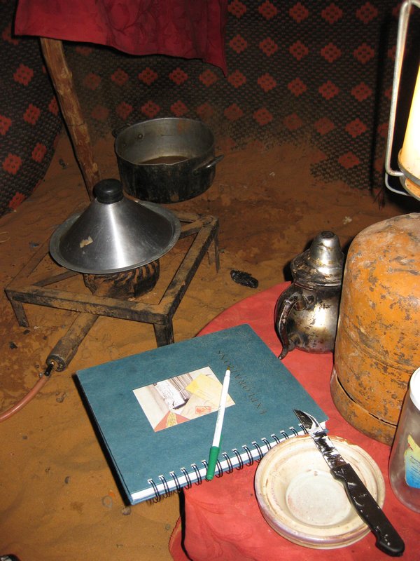 Inside the cooking tent