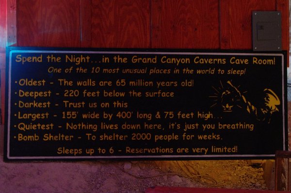 Leuke hotelkamer in de Grand Canyon Caverns