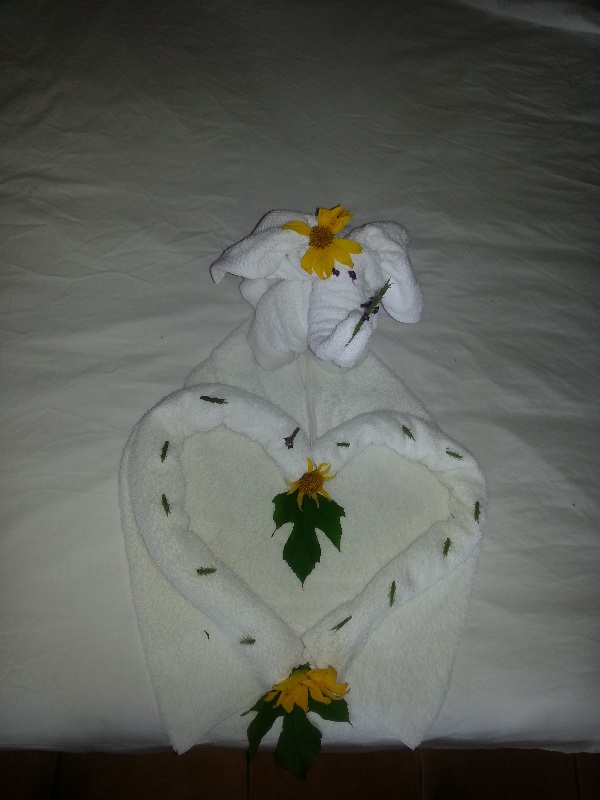 Creatief met handdoeken en bloemen