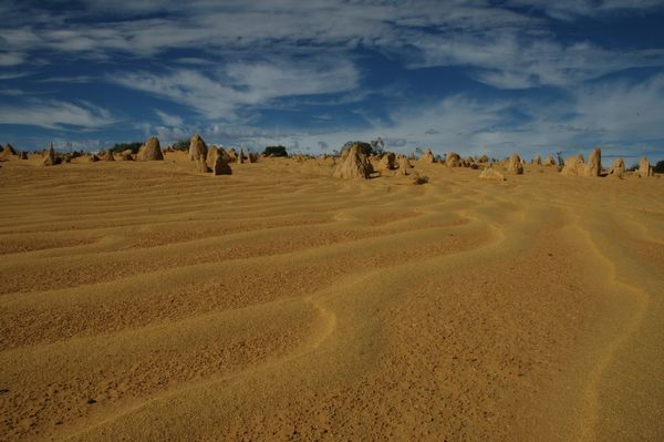 Stripey sand and pinnacles