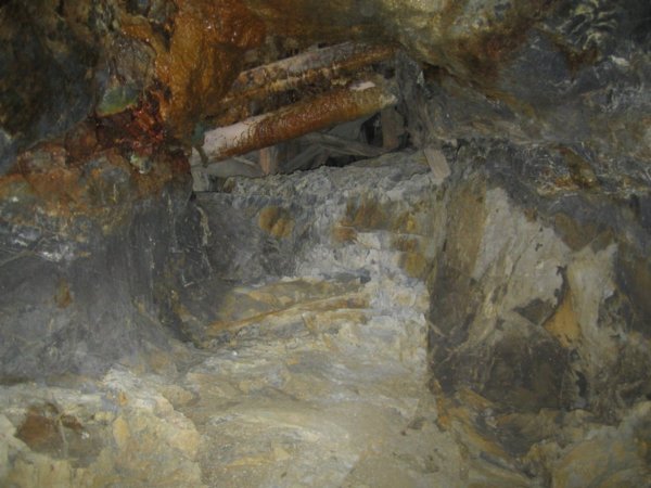 More minerals seeping down an old shaft