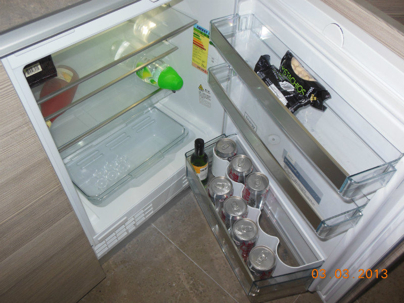 mini fridge in the open kitchen 