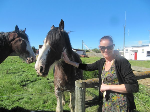 Renee with a Clydesdale