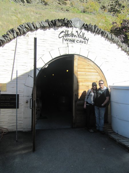 Us at the entrance to the wine cave