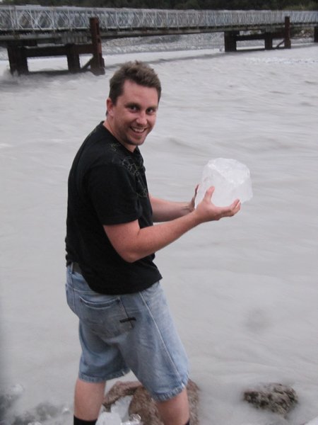 Matt with a big piece of ice