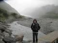 Renee on our wet walk to Fox Glacier