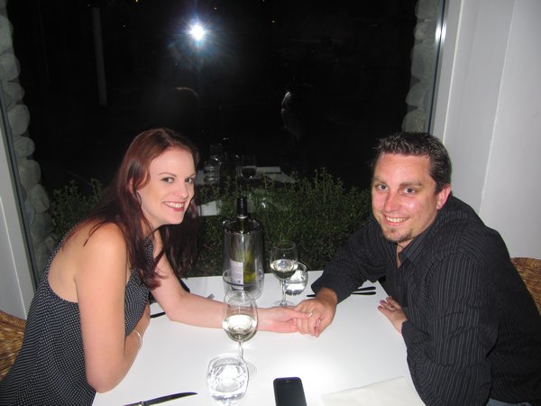Us at our last Honeymoon dinner - reality dinner