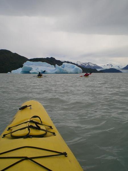 Kayaking out to the icebergs