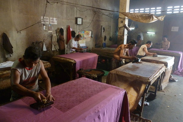 Sweatshop making batik fabric