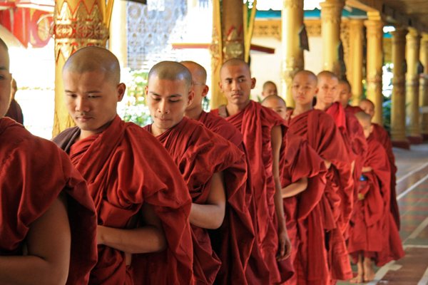 Monks Lining Up For Lunch