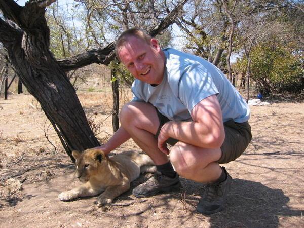Phil with Lion Cub