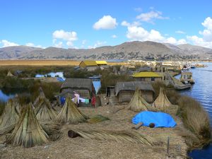 Floating Islands of the Uros people on Lake Titicaca