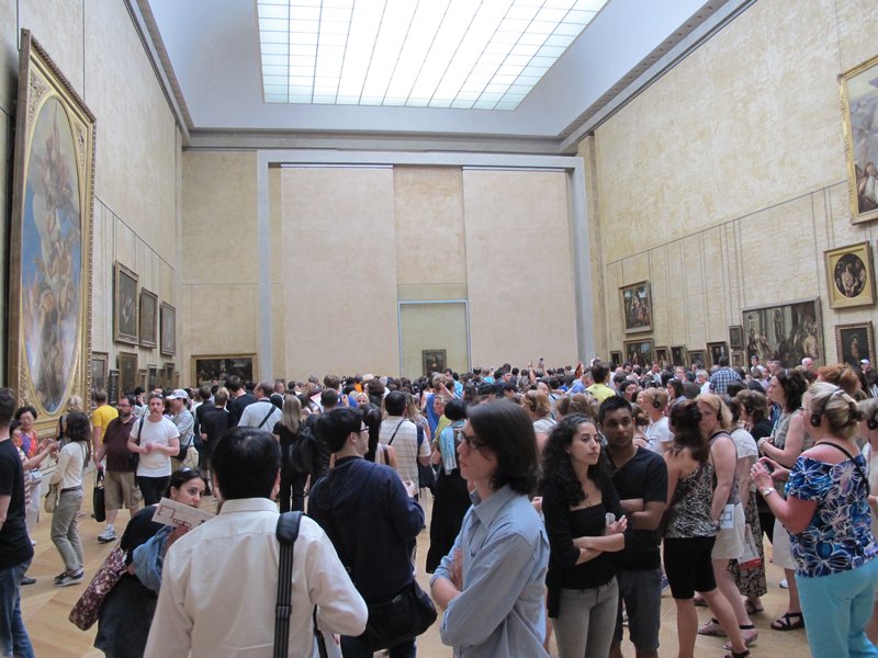 Back log to view the Mona Lisa at the Louvre
