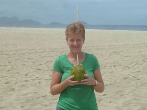 Copacabana beach babe with different coconut