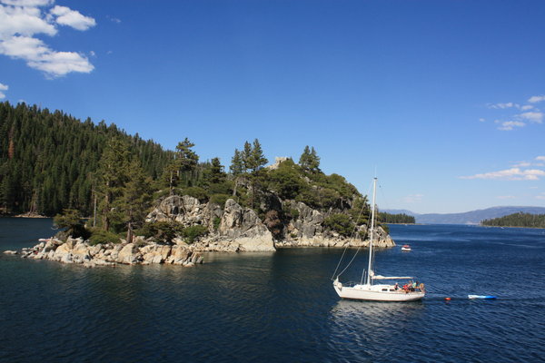 Lake Tahoe and sail boat