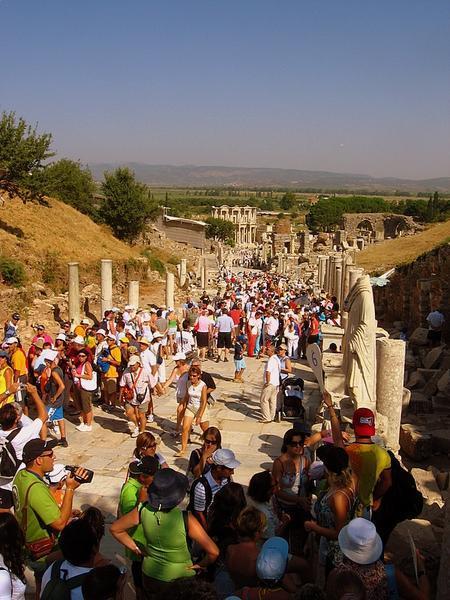 Just a few of the tourists at Ephesus