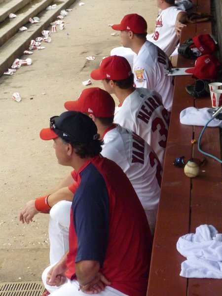looking in the dugout