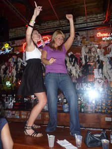 Kirsty and Christina on the bar
