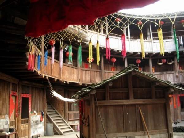 Inside one of the Tianluokeng Tulou
