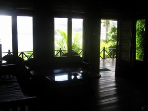 living room with huge terasse overlooking the sea
