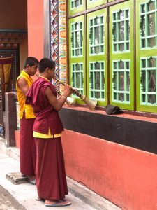 Monks playing traditional music
