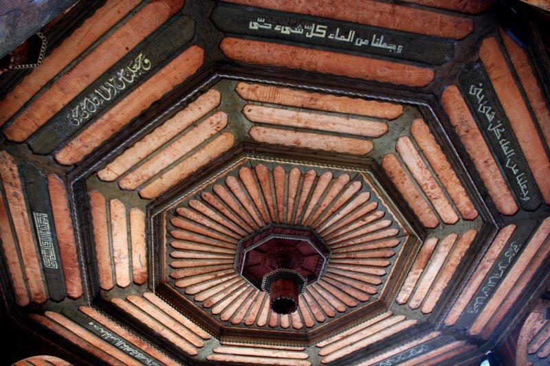 Beautifully ornamented wooden roof