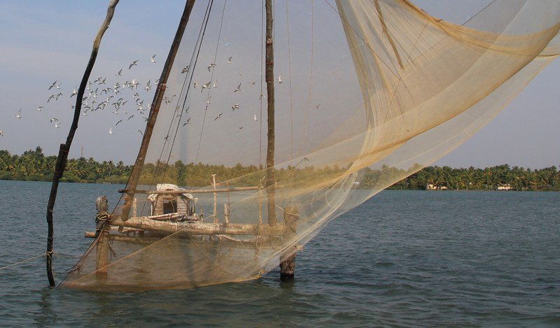 Fishing net on Kerala backwaters