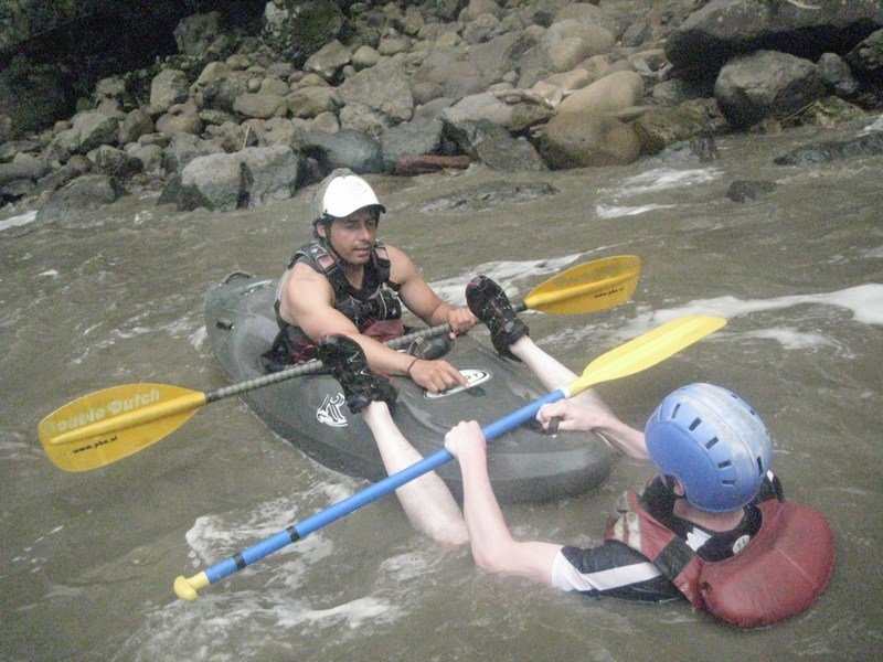 Safety position on a kayak