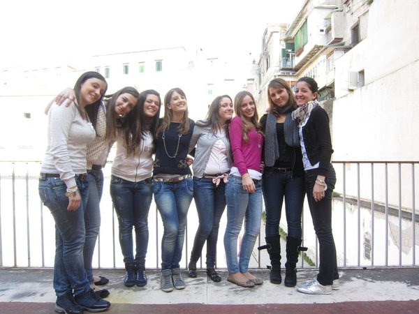 On the balcony with the girls in my class :)